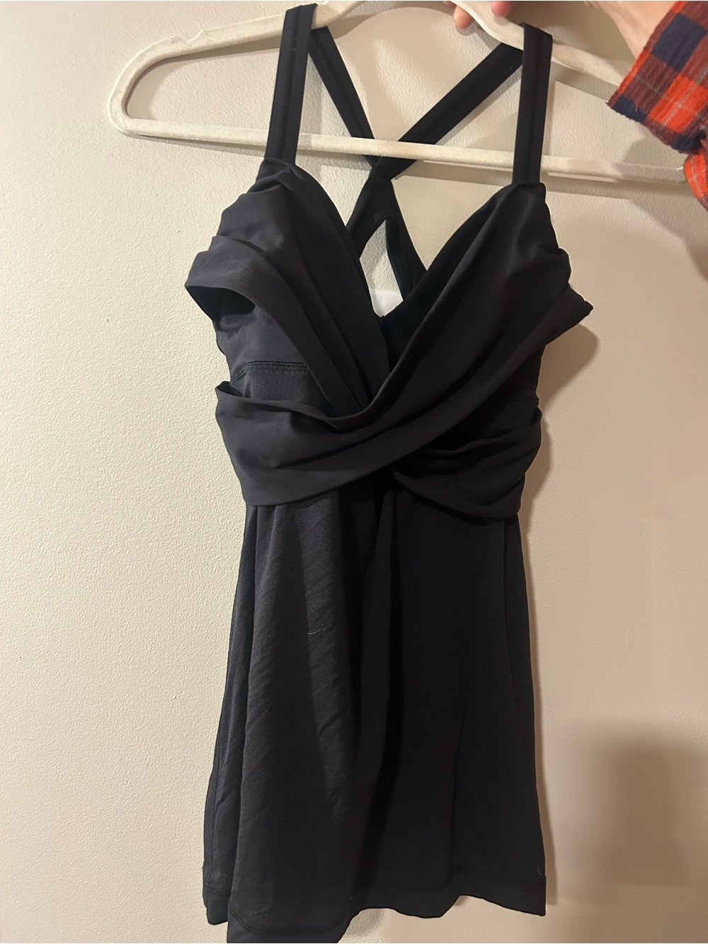 lululemon athletica Black Draped Crossback Muscle Tee